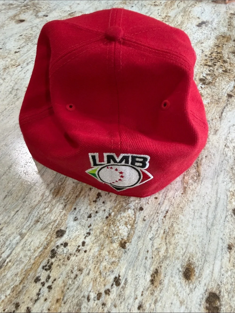 New Era Red Snapback Hat with White 'm' Patch